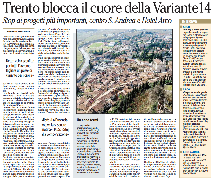 L'Adige 19/11/2014